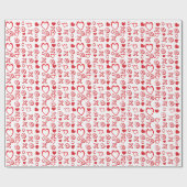 Valentijn rood & wit XOXO hartenpatroon Cadeaupapier (Vlak)