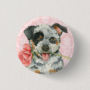 Valentijn Roos Australian Cattle Dog Ronde Button 3,2 Cm