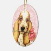 Valentijn Roos Basset Keramisch Ornament (Links)