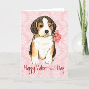 Valentijn Roos Beagle Feestdagen Kaart