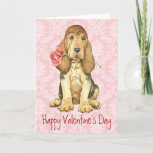 Valentijn Roos Bloodhond Feestdagen Kaart