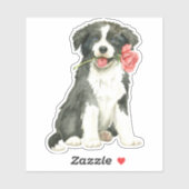Valentijn Roos Border Collie Vinyl Sticker (Vel)