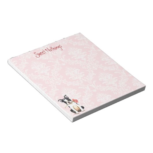 Valentijn Roos Boston Terrier Notitieblok (Schuin)