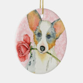 Valentijn Roos Cardigan Welsh Corgi Keramisch Ornament (Rechts)