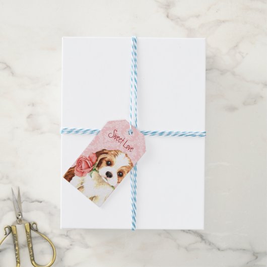 Valentijn Roos Cavalier Cadeaulabel (Met Touw)