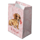 Valentijn Roos Dachshund Medium Cadeauzakje (Achterkant Gekanteld)