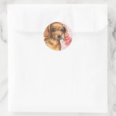 Valentijn Roos Dachshund Ronde Sticker (Tas)