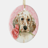Valentijn Roos Engelse Setter Keramisch Ornament (Rechts)