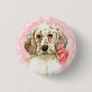 Valentijn Roos Engelse Setter Ronde Button 3,2 Cm
