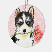 Valentijn Roos Husky Keramisch Ornament (Links)