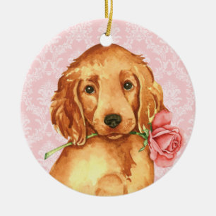 Valentijn Roos Irish Setter Keramisch Ornament