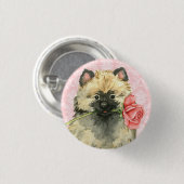 Valentijn Roos Keeshond Ronde Button 3,2 Cm (Voorkant /achterkant)