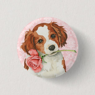 Valentijn Roos Kooiker Ronde Button 3,2 Cm