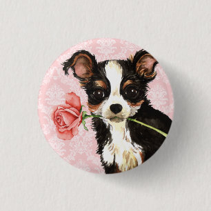Valentijn Roos Long Coat Chihuahua Ronde Button 3,2 Cm