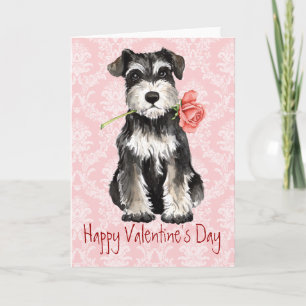 Valentijn Roos Mini Schnauzer Feestdagen Kaart