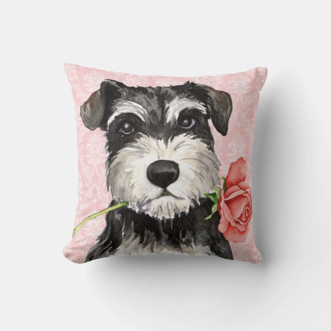 Valentijn Roos Mini Schnauzer Kussen (Voorkant)