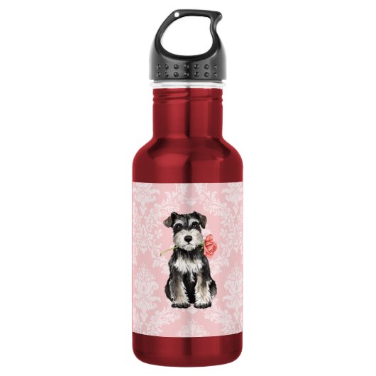 Valentijn Roos Mini Schnauzer Waterfles (Voorkant)