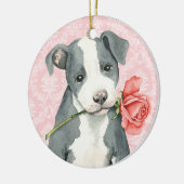 Valentijn Roos Pit Bull Keramisch Ornament (Links)