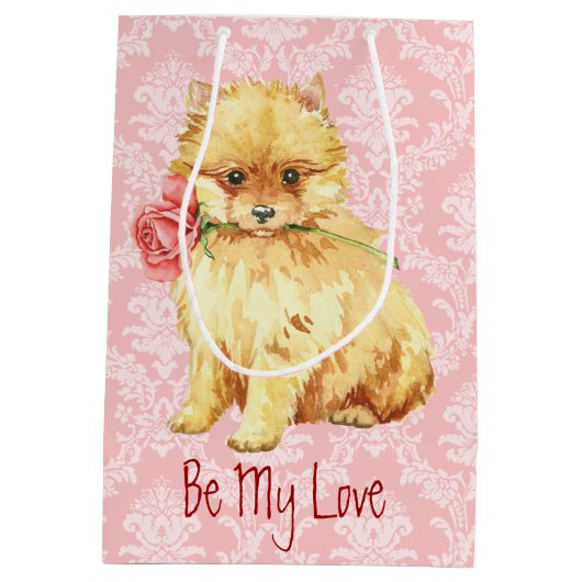 Valentijn Roos Pommeren Medium Cadeauzakje (Achterkant)