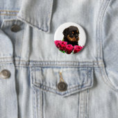 Valentijn Roos Rottweiler Puppy Ronde Button 5,7 Cm (In situ)