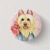 Valentijn Roos Silky Terrier Pinback Button (Voorkant)