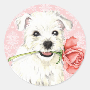 Valentijn Roos Westie Ronde Sticker