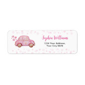 Valentijn Roze Auto Baby shower Etiket (Voorkant)