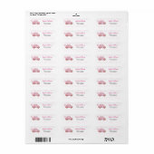 Valentijn Roze Auto Baby shower Etiket (Full Sheet)