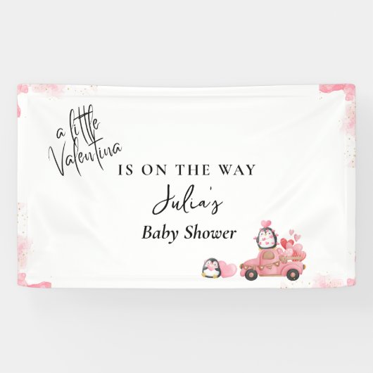 Valentijn roze baby meisje douche spandoek (Horizontaal)