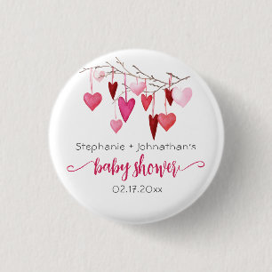 Valentijn roze harten Baby shower Ronde Button 3,2 Cm