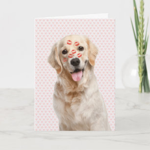 Valentijn Roze Harten met Gouden Retriever Kaart