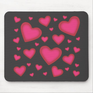 Valentijn Roze harten op Black Mousepad Muismat