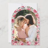 Valentijn Roze Rode Rozen Vlinder Navy Wedding Kaart (Achterkant)