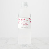 Valentijn Roze Rood Hart Baby shower Waterfles Etiket (Voorkant)
