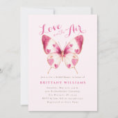 Valentijn Roze Vlinder Bruids Douche Uitnodiging (Voorkant)
