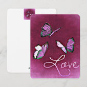 Valentijn Roze Vlinders Vliegen Romantisch Feestdagenkaart (Voorkant / Achterkant)