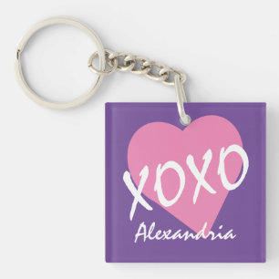 Valentijn Roze XOXO Kisses Knuffels Genaamd Paarse Sleutelhanger