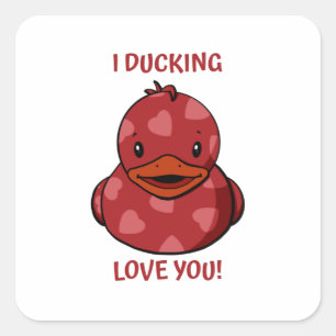 Valentijn Rubber Duck Vierkante Sticker