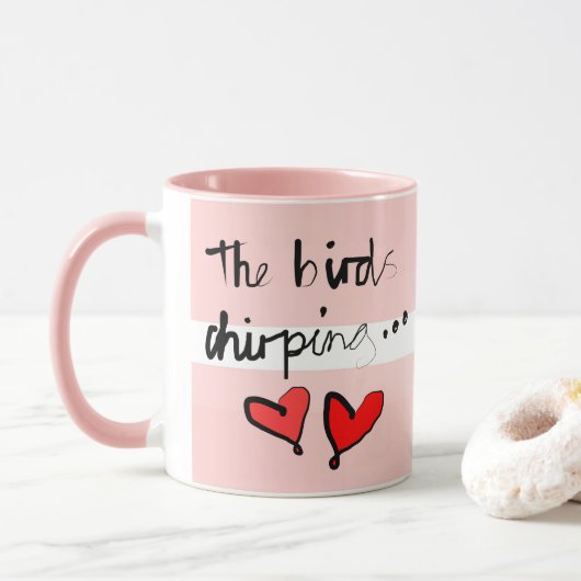 Valentijn’s The Bird’s Chirping - Roze Venster Roo Mok (Met donut)
