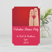 Valentijn schattige harten grillige dinerfeest kaart (Staand voorkant)