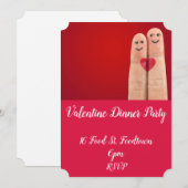 Valentijn schattige harten grillige dinerfeest kaart (Voorkant / Achterkant)