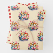 Valentijn schattige katten stippen vierkant patroo inpakpapier vel (In situ)