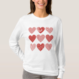 Valentijn schattige lieve liefde rode hart patroon t-shirt