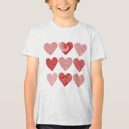 Valentijn schattige lieve liefde rode hart patroon Tri-Blend shirt