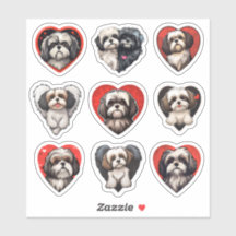 Valentijn Shih Tzu Hondenset van 9 stickers