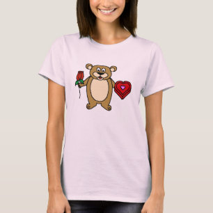 Valentijn Shirt met Cute Teddy Bear met Rozen en