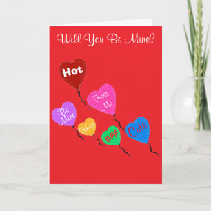 Valentijn Snoep Harten ballonnen zijn van mij Feestdagen Kaart