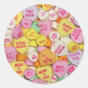 Valentijn Snoep Harten Ronde Sticker