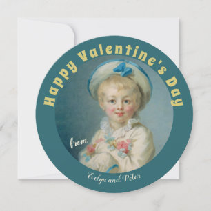 Valentijn Sweet boy met bloemen Fragonard Pierrot Feestdagenkaart