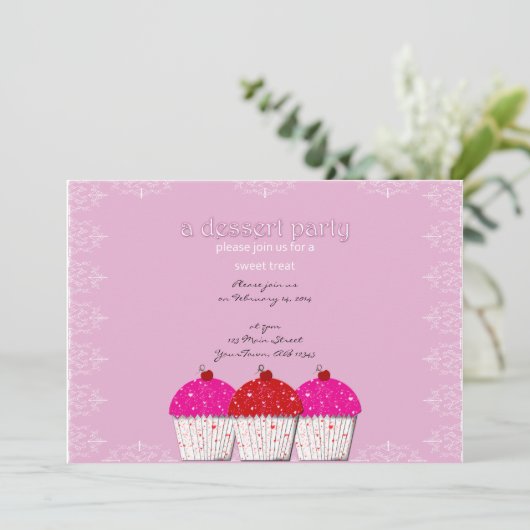 Valentijn Sweet Cupcake Uitnodiging (Staand voorkant)